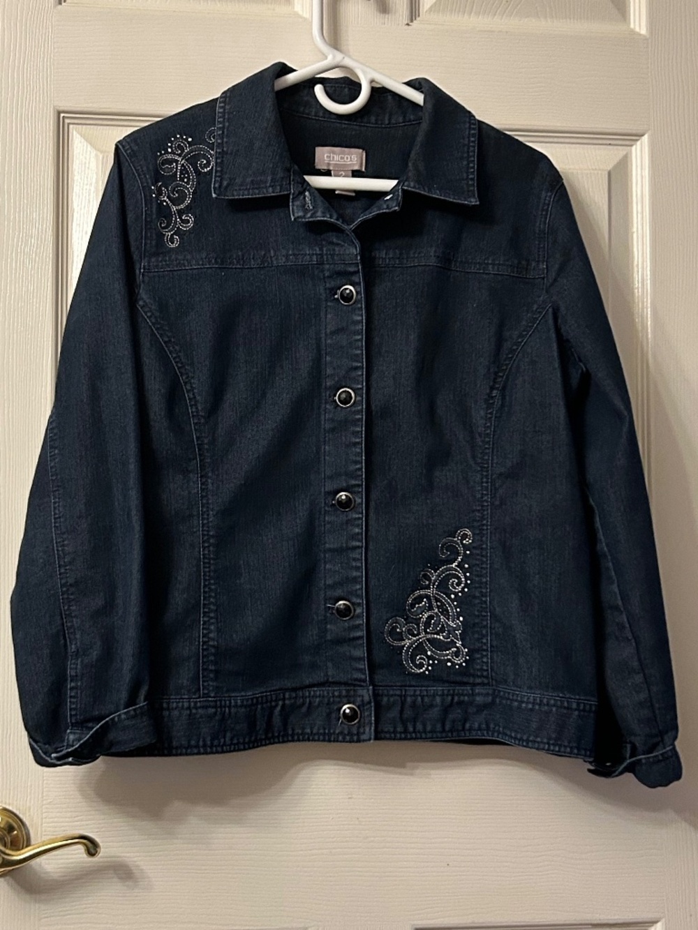 Chico’s Size 2 Embellished Denim Jacket